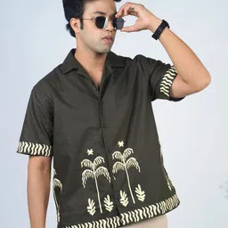 Eszett Men Conversational Printed Cuban Collar Pure Cotton Casual Shirt-picture-20