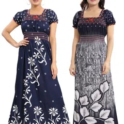 Inner Beats Pack Of 2 Cotton Blend Nightdress-picture-24