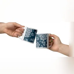 Mr UVD Grey & Blue Floral Printed Ceramic Matte Mug -350 ml image 2