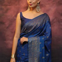 SHRIADINATH Ethnic Motifs Zari Silk Blend Heavy Work Saree-picture-15