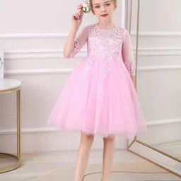 JC SPARKLE Girls Self Design Embellished Fit & Flare Dress-picture-13