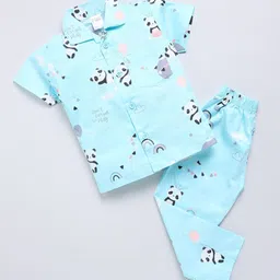 NAUTI KIDZ Boys Conversational Printed Lapel Collar Short Sleeves Night suit image 2