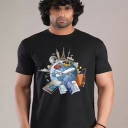 HESHA Men Graphic Printed Round Neck Cotton Relaxed Fit T-shirt-image-33