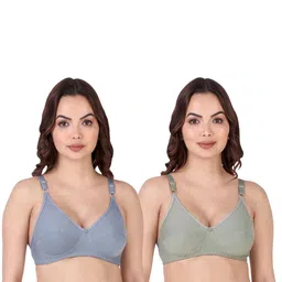 Women Cotton Blue,Green Non Padded Non-Wired Lingerie Bra Sport wear Gym Crop Tank Top-image-42
