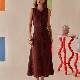 Sage by Mala Rhea Round Neck Shirt Midi Dress-picture-21