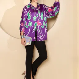 Antheaa Floral Printed Flared Sleeve Blouson Top image 2