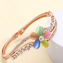 Shining Diva Fashion Rose Gold-Plated Crystals And Stones Studded Bangle-Style Bracelet-picture-35