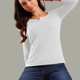 Maheshvi Women Ribbed Notched Neck Long Sleeves Regular Top-image-42