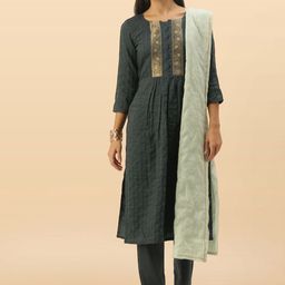 Anouk Rustic Floral Embroidered Sequinned Unstitched Dress Material-picture-19