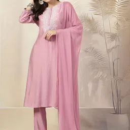 Nayam By Lakshita Ethnic Motifs Yoke Design Mirror Work Straight Kurta Set image 5