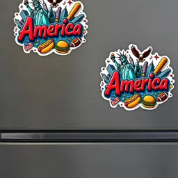 GIFTSHALA SEt Of 2 Red & Blue America Printed Decorative Fridge Magnets image 2
