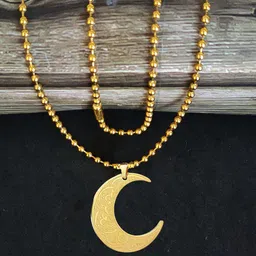 M Men Style Gold-Plated Stainless Steel Crecsent Engraved Moon Pendants & Chains-picture-17