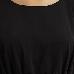 OFFICE & YOU Women Solid Waist Tie-Up Front Draw String Dress image 2