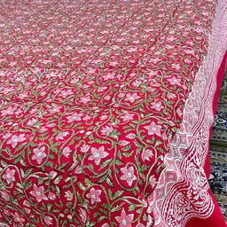 The Jaipur Wala Red & Green Ethnic Motifs 180 TC Queen Bedsheet with 2 Pillow Covers image 2