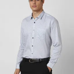 van heusen V Dot Men Spread Collar Geometric Printed Cotton Formal Shirt image 2
