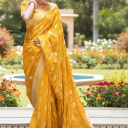 Bindi Fashion Woven Design Zari Silk Blend Handloom Banarasi Saree-picture-19