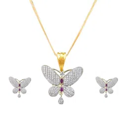 Sitashi Gold-Plated Alloy Cubic Zirconia Pendant & Earrings-picture-20