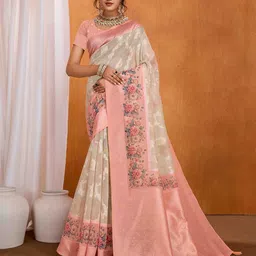 TASRIKA Woven Design Zari Pure Cotton Banarasi Saree-picture-18