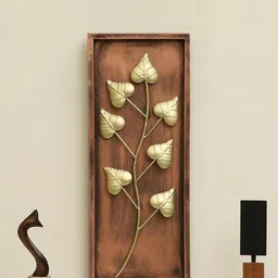 vedas Mystic Indiana Brown & Gold-Toned Textured Metal Holly Leaf Wall Decor-image-70