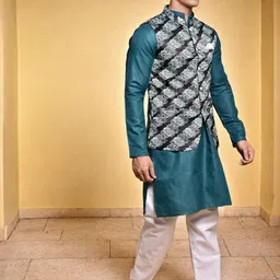 PRINTINDIA Men Solid Kurta with Trousers image 5