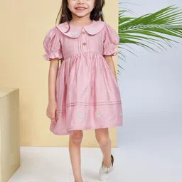 Peppermint Girls Floral Peter Pan Collar Puff Sleeve Fit & Flare Dress-image-5