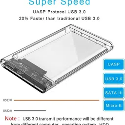 VOOCME USB 3.0 Transparent Portable Hard Disk Adapter for HDD & SSD Supports SATA III, 2.5 inch External Hard Disk Cover Transparent USB Hub image 2