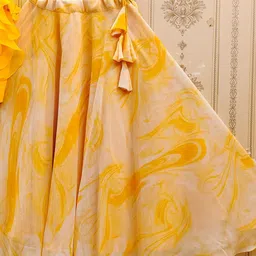 JOVK DESIGN Girls Tie And Dye Printed V Neck Georgette Blouse & Lehenga image 3