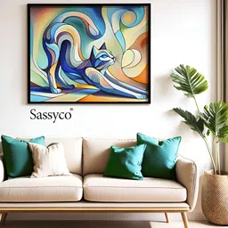 Sassyco Blue & Multicoloured Canvas Birds and Animals Wall Paintings-image-8