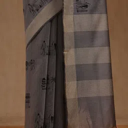 Soch Warli Printed Chanderi Saree With Thread Work image 3