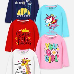 YK X Trampoline Girls Pack Of 5 Graphic Printed Round Neck Regular Fit T-shirt-picture-19