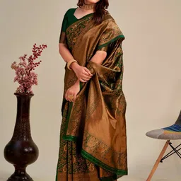Vastravatika Ethnic Motifs Woven Design Zari Kanjeevaram Saree image 3