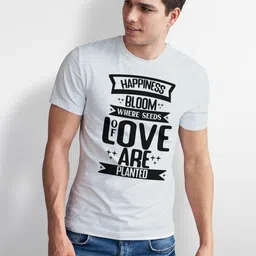 Seekbuylove Typography Printed Round Neck Short Sleeves Bio Finish Pure Cotton T-shirt image 3