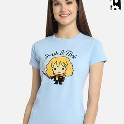 Tromko Women Pack of 2 Typography Printed Round Neck Cotton Regular Fit T-shirts-image-51