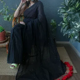 Weaves of Tradition Embellished Sequinned Pure Cotton Saree image 5