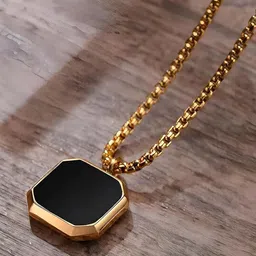 P. R. PRINTS Stainless Steel Gold-Plated Square Pendants With Chains-picture-30