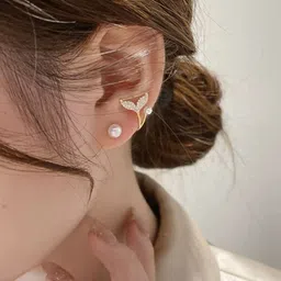 YouBella Gold Plated Artificial Stones Studded And Beaded Circular Shaped Studs image 2