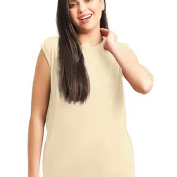 NOTWILD Women Solid Round Neck Relaxed Fit T-shirt-picture-30