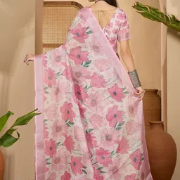 Desi Fusion Floral Phulkari Linen Blend Saree image 3