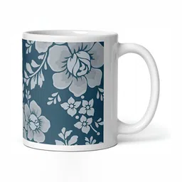 Mr UVD Grey & Blue Floral Printed Ceramic Matte Mug -350 ml image 4