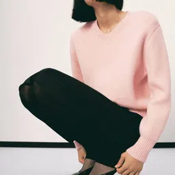 MANGO V-Neck Relaxed Fit Knitted Sweaters image 4