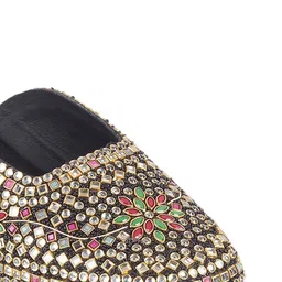 Cheemo Women Embellished Open Back Ethnic Block Mules image 5