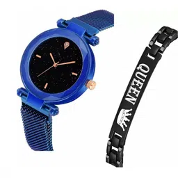 Miss Perfect Unisex Patterned Dial & Stainless Steel Straps Analogue Watch jk_858 image 2