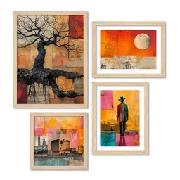 ArtVibes Yellow & Red 4 Pieces Modern Colorful Artistic Printed Wooden Wall Arts image 4