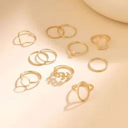 Yellow Chimes Set Of 11 Gold-Plated Adjustable Finger Ring-image-93