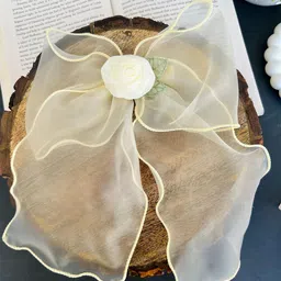 Radhya Accessories Women Yellow Flower Jumbo Tail Hair Bow Clip-picture-22