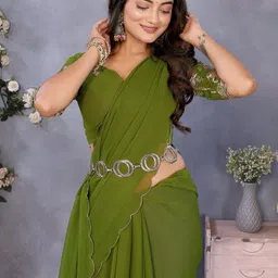 KALINI Embroidered Saree With Embroidery Work Blouse Piece image 3