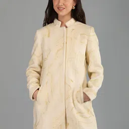 HONNETE Abstract Printed Mock Collar Single-Breasted Overcoat-picture-30