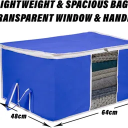 CHAMPARAN Plain White Border Underbed Storage Bag|Zip & Handle|Large|Pack of 2| Cotton Laundry Bag image 3