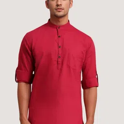 Darbar inn Men Solid Daily Cotton Straight Kurta-image-0