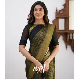 CaniBani Woven Design Zari Silk Blend Handloom Banarasi Saree image 4